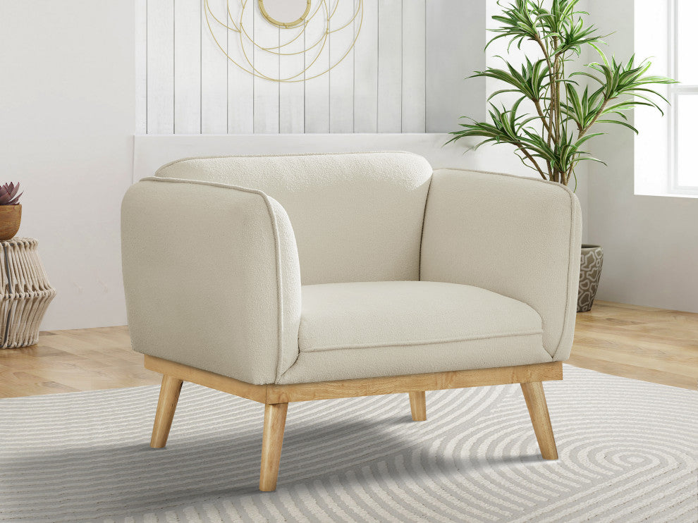 Nolita Boucle Fabric Upholstered Chair, Cream