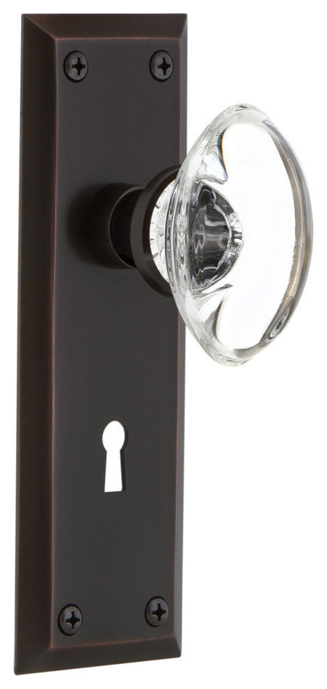 New York With Keyhole Double Dummy Oval Clear Crystal Knob