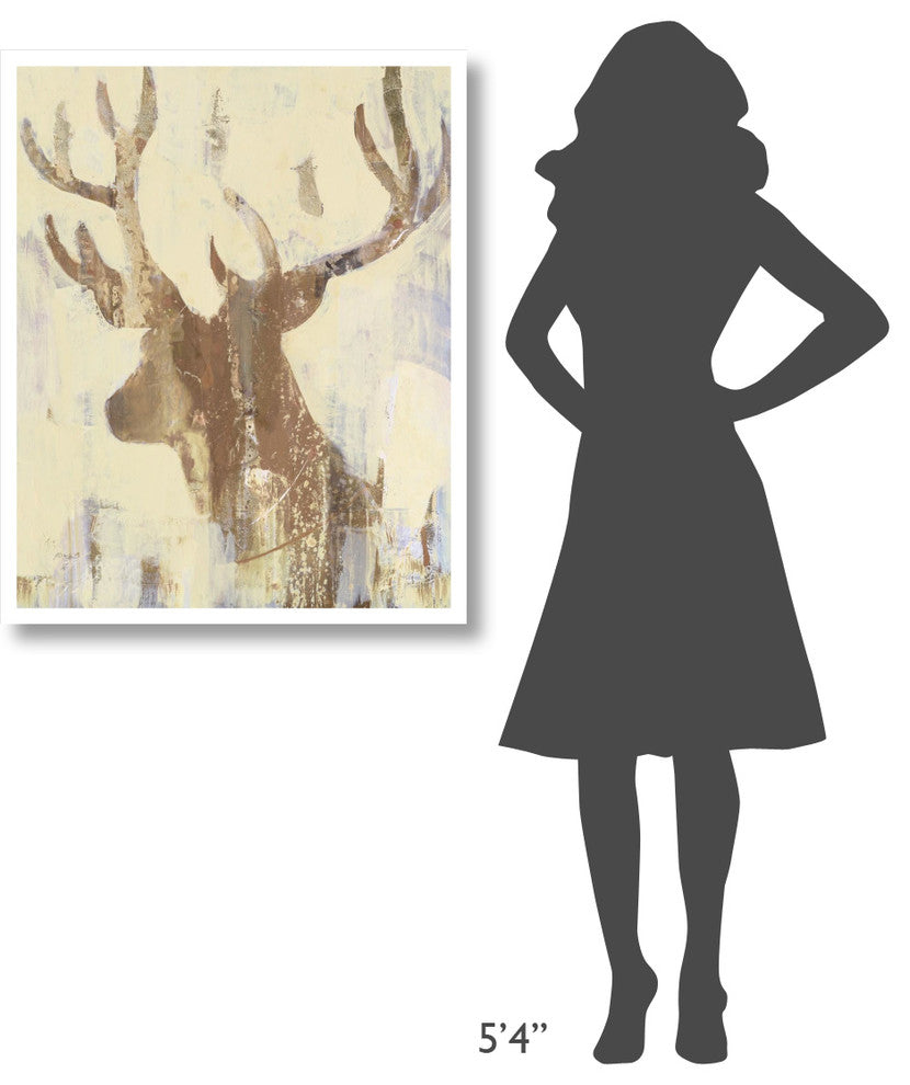 "Golden Antlers II Neutral Grey" Digital Paper Print by Albena Hristova, 30"x37"