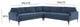 Serena Blue Velvet L-Sectional With Black Legs