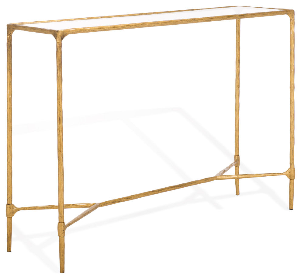 Safavieh Couture Isabellina Metal Console Table, Brass / Clear