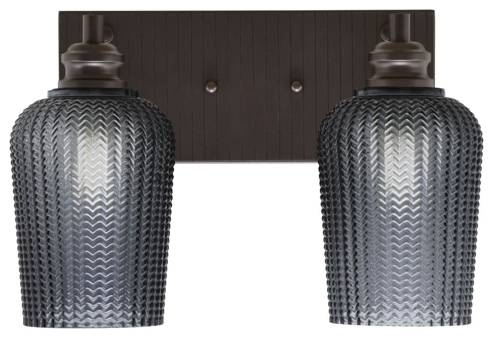 Edge 2-Light Bath Bar, Espresso Finish, 5" Smoke Textured Glass
