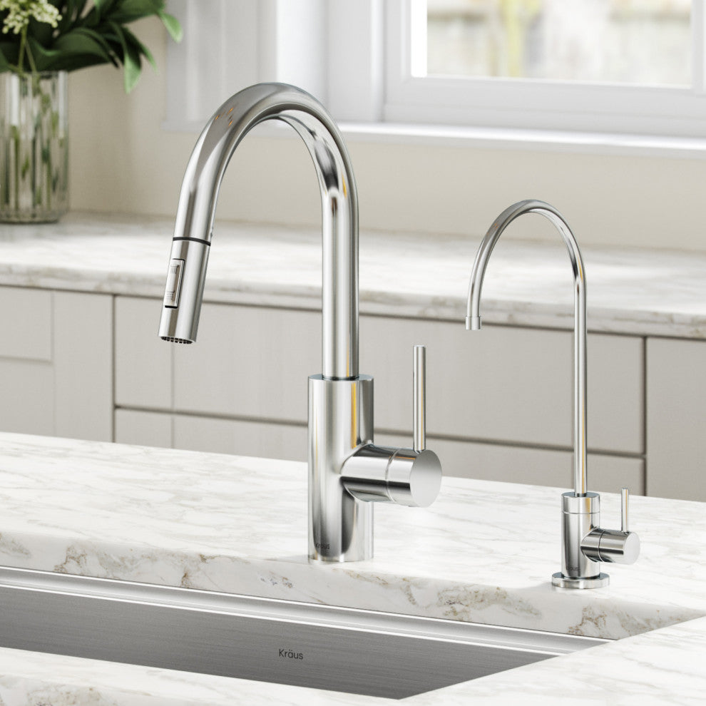 Oletto Pull-Down 1-Hole Kitchen Faucet, Chrome, Water Dispenser Ff-100