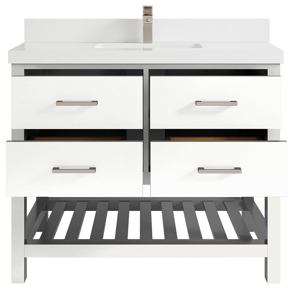 Willow Collections Parker Bathroom Vanity with 2 in Top White 42 X 22 Pure