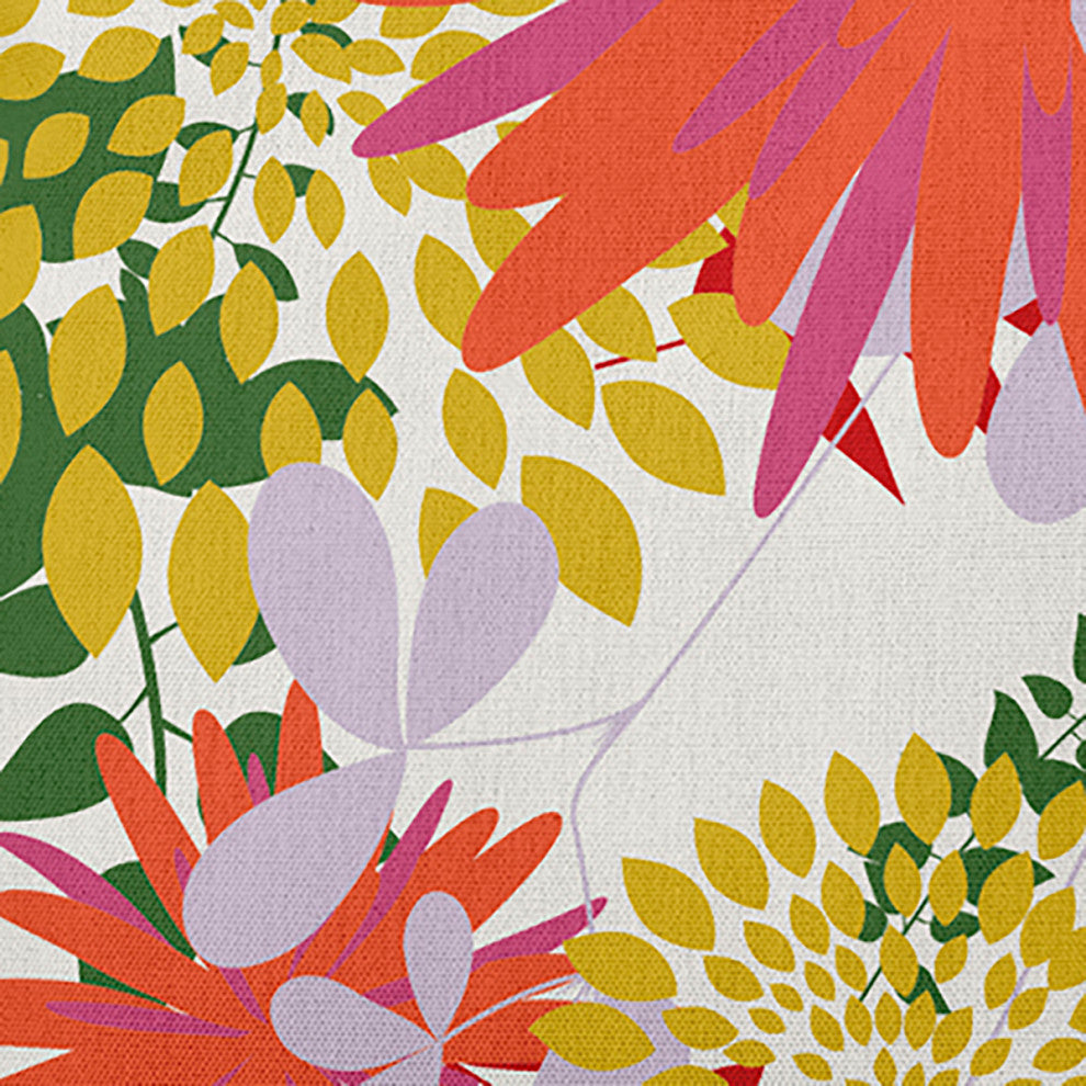 Jumble Floral Decorative Throw Pillow, Surf Board Orange, 26"x 26"
