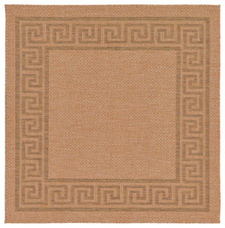 Rug Unique Loom Outdoor Border Light Brown Square 6' 0 x 6' 0