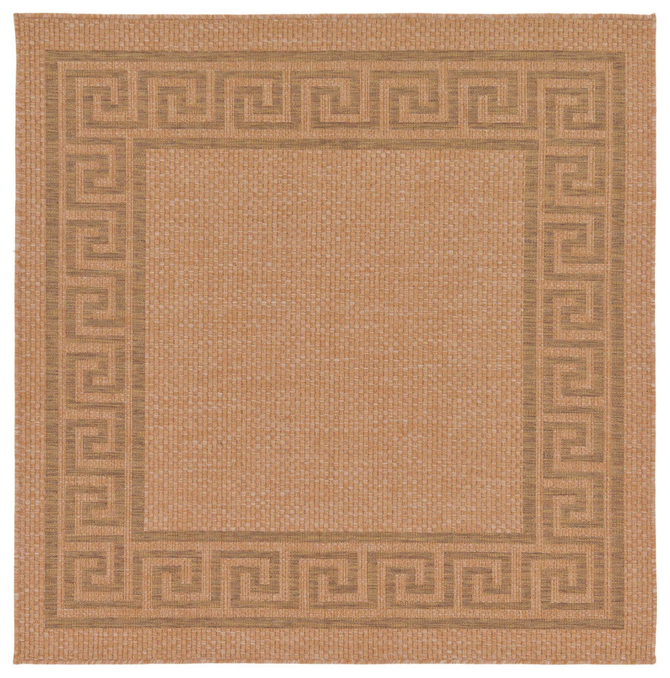 Rug Unique Loom Outdoor Border Light Brown Square 6' 0 x 6' 0