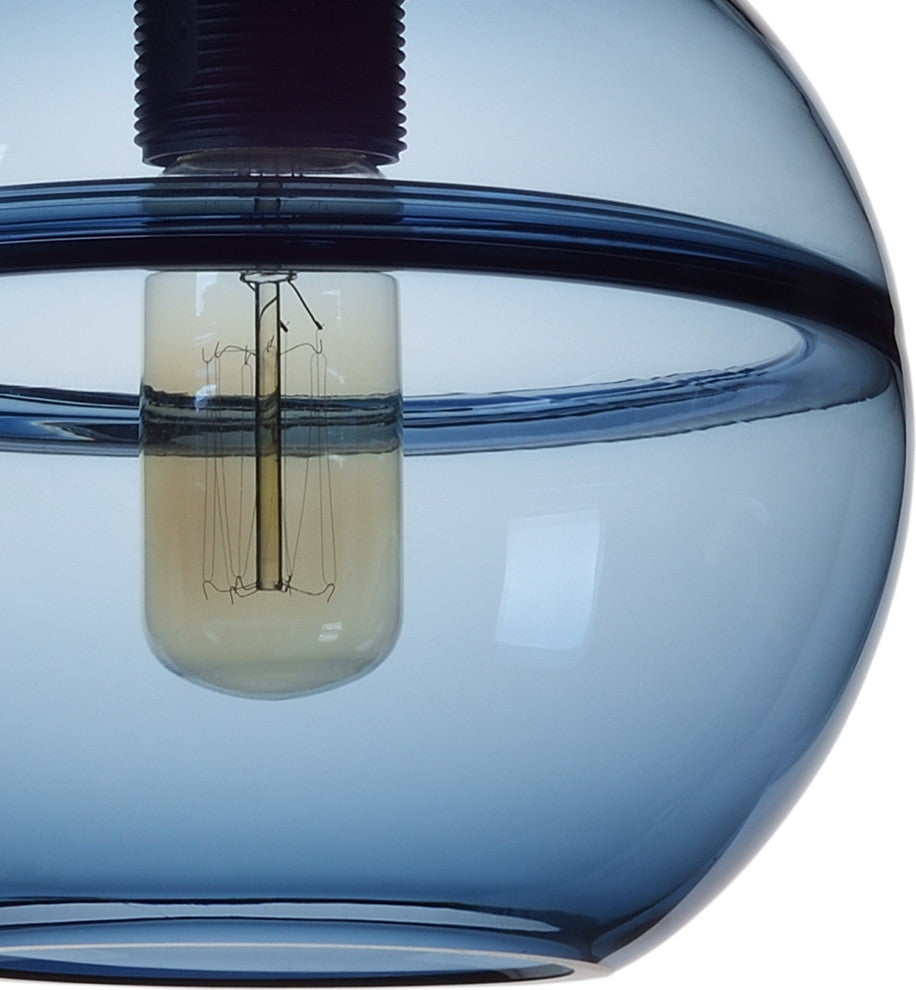 Unique Optic Contemporary Hand Blown Glass Pendant Light, Shade: Blue, 7"