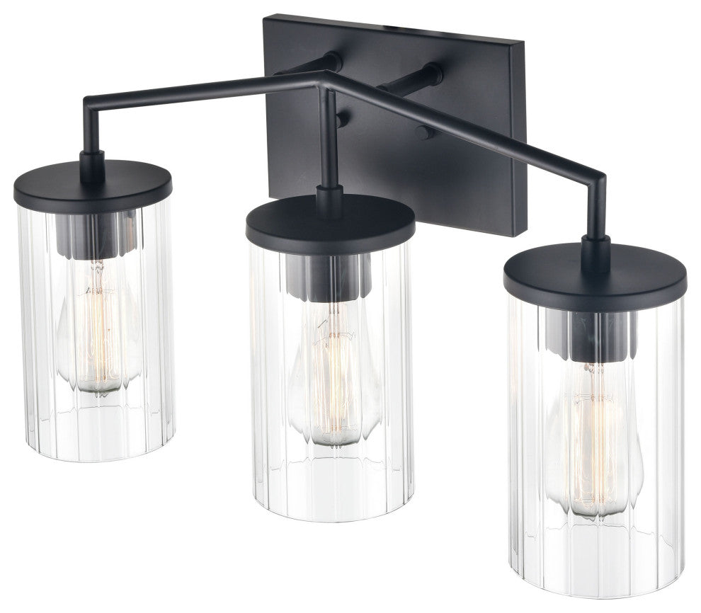 Beverlly 3 Light 20" Matte Black Bathroom Vanity Light