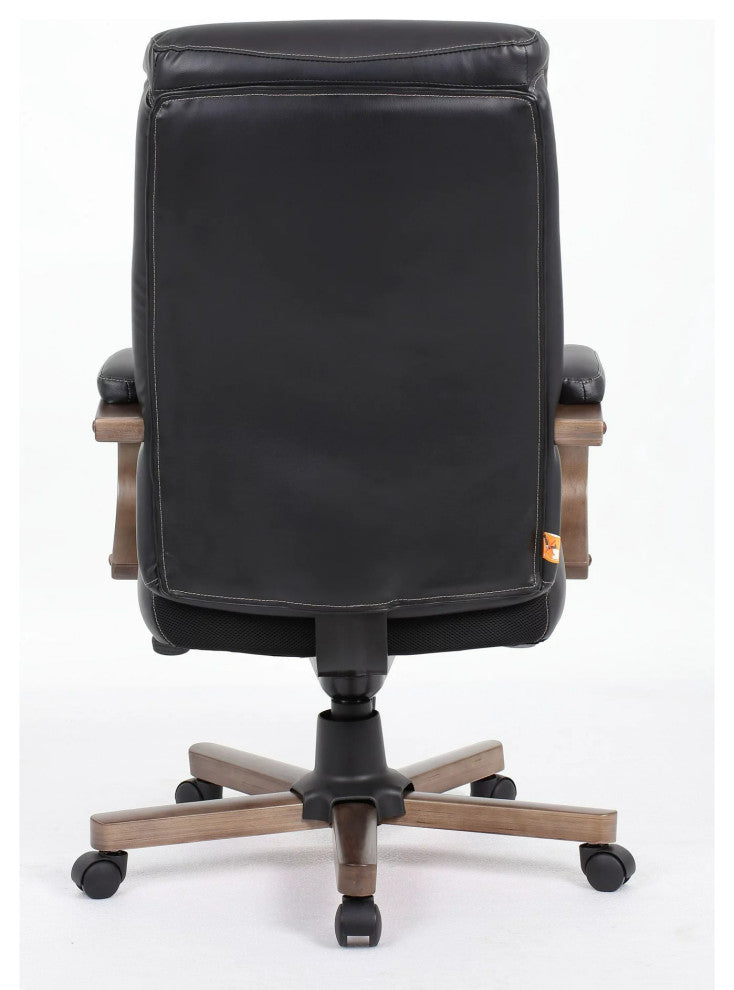 Contemporary Office Chair, Elegant Design With Comfortable High Back, Black