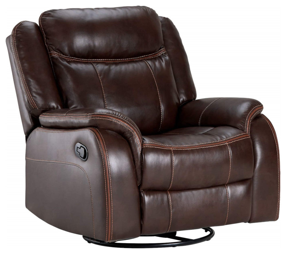 Avant 38" Wide Recliner, Reclining Rocking Swivel Chair, Brown Faux Leather