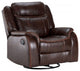 Avant 38" Wide Recliner, Reclining Rocking Swivel Chair, Brown Faux Leather