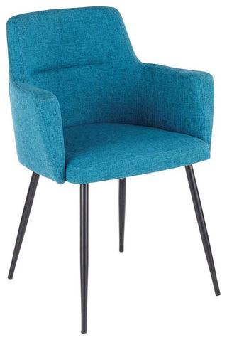 Andrew Contemporary Dining/Accent Chair in Black with Teal Fabric - Set of 2