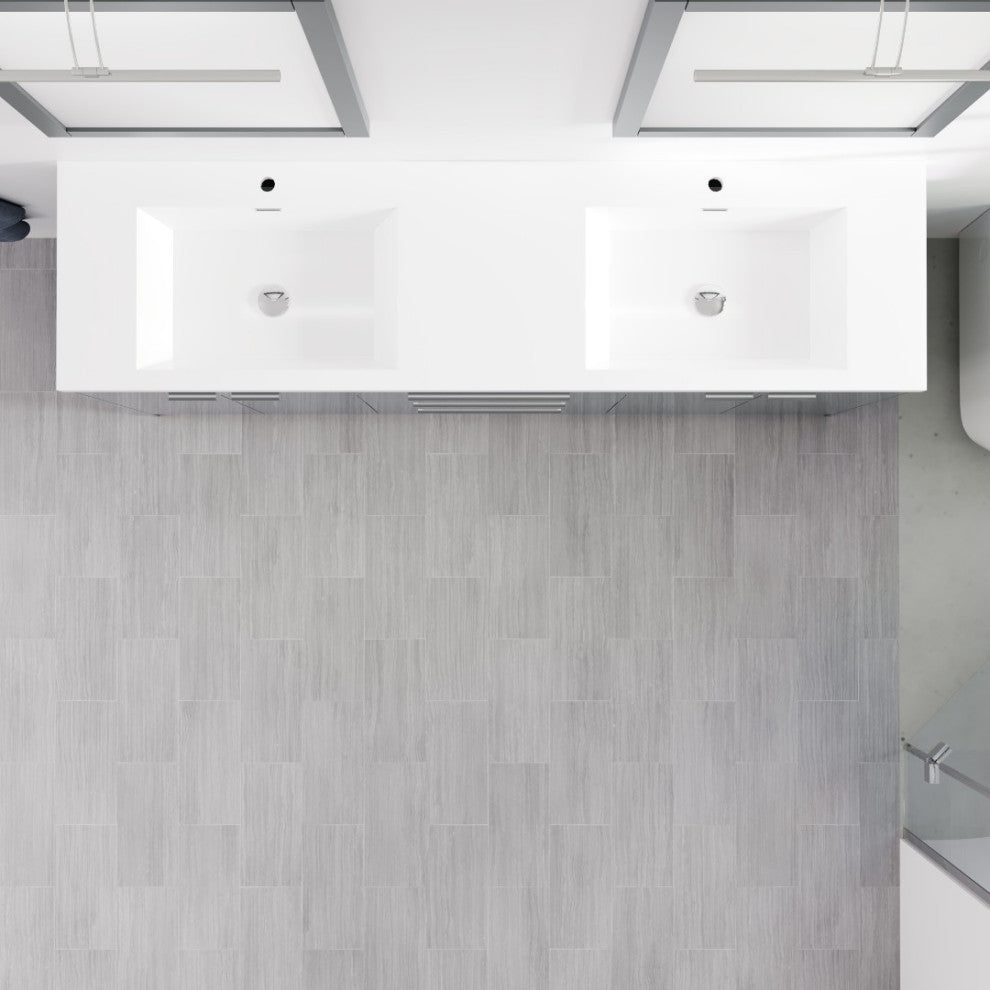 Eviva Lugano 72" Gray Modern Double Sink Bathroom Vanity With White Top