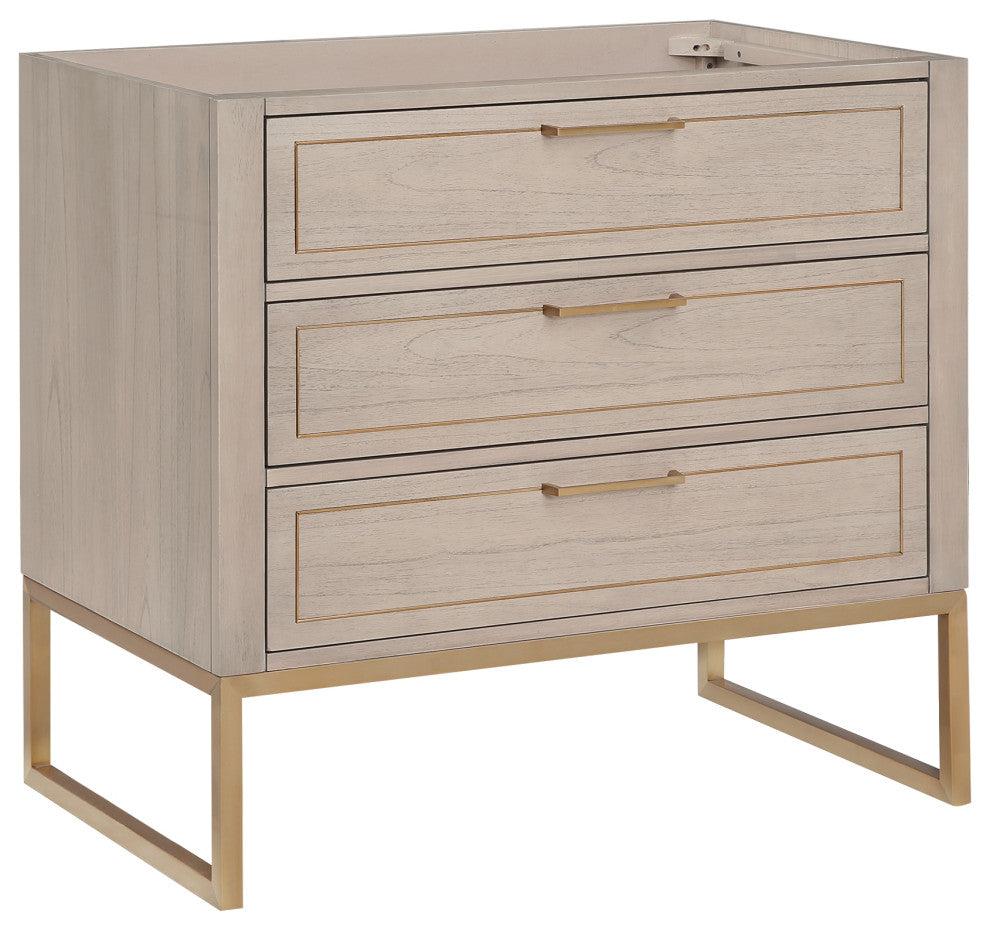 Markham 36" Single Bath Vanity Set, Cashmere Gray/Satin Brass, Quartz Countertop