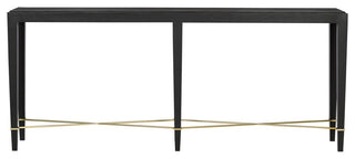 Primary product image: clear front-facing shot on white background showing entire Verona Black Console Table.