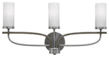 Monterey 3-Light Bath Bar, Graphite & Painted Distressed Wood-look, White Muslin