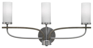 Monterey 3-Light Bath Bar, Graphite & Painted Distressed Wood-look, White Muslin
