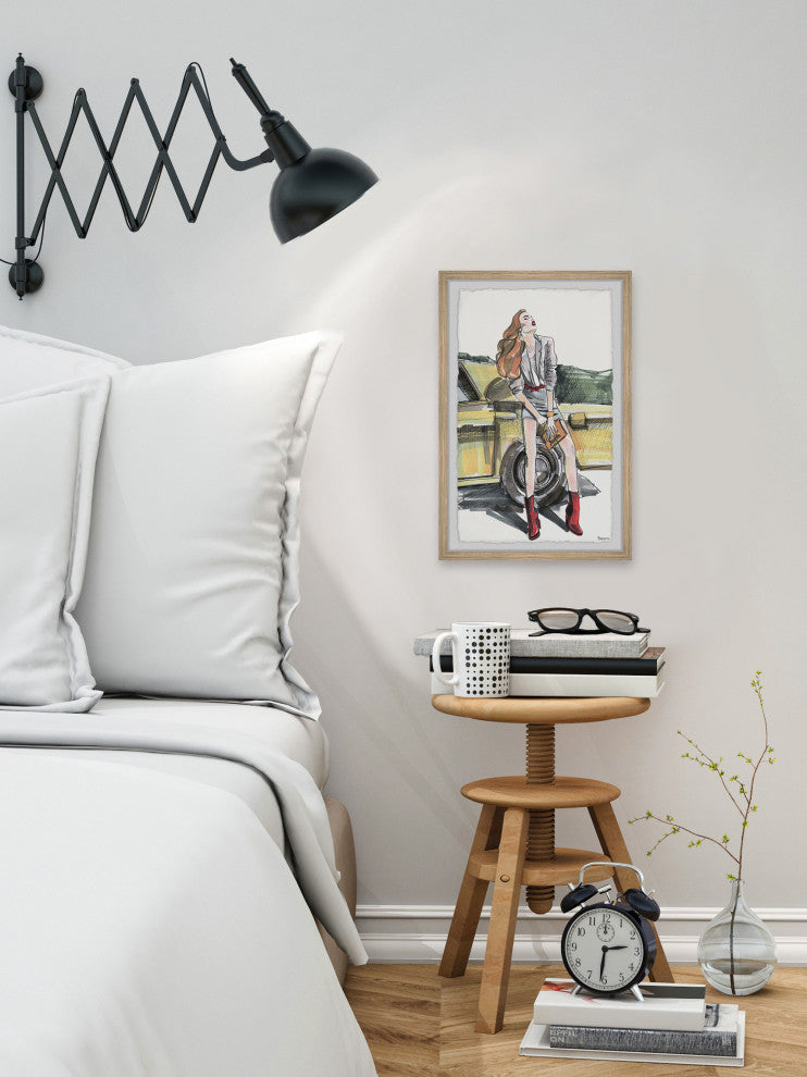 "Road Trip in Red Boots" Framed Painting Print, 8"x12"