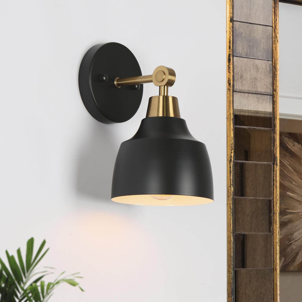 LNC 1-Light Matte Black, Metal Dome Vanity Light, 5.5"