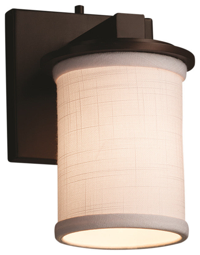 Textile Dakota 1-Light Wall Sconce, Cylinder With Flat Rim, Dark Bronze
