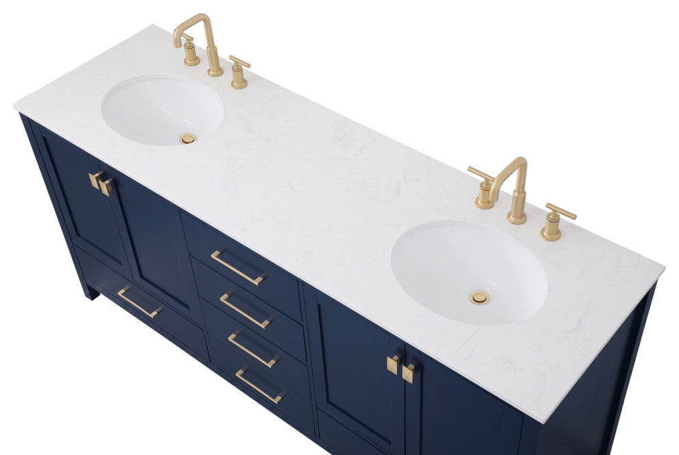 Blue 72" Double Sink Bathroom Vanity