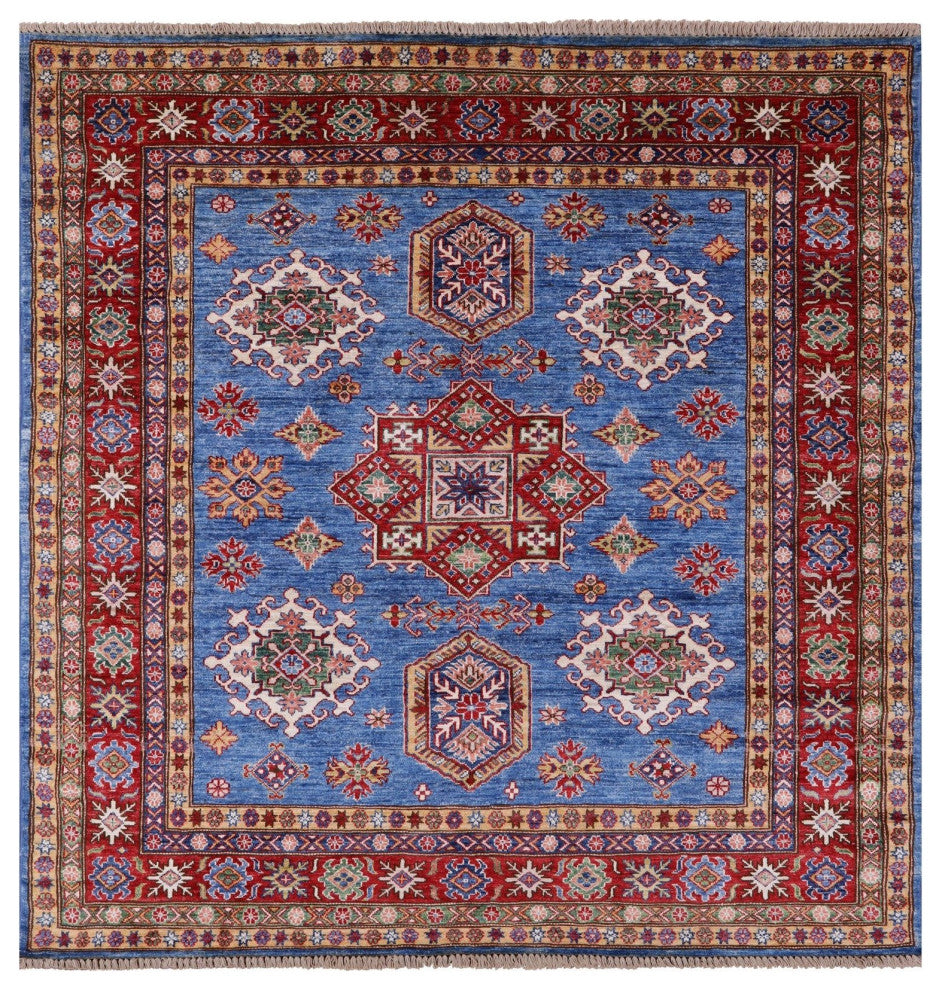 6' Square Super Kazak Handmade Rug Q9558