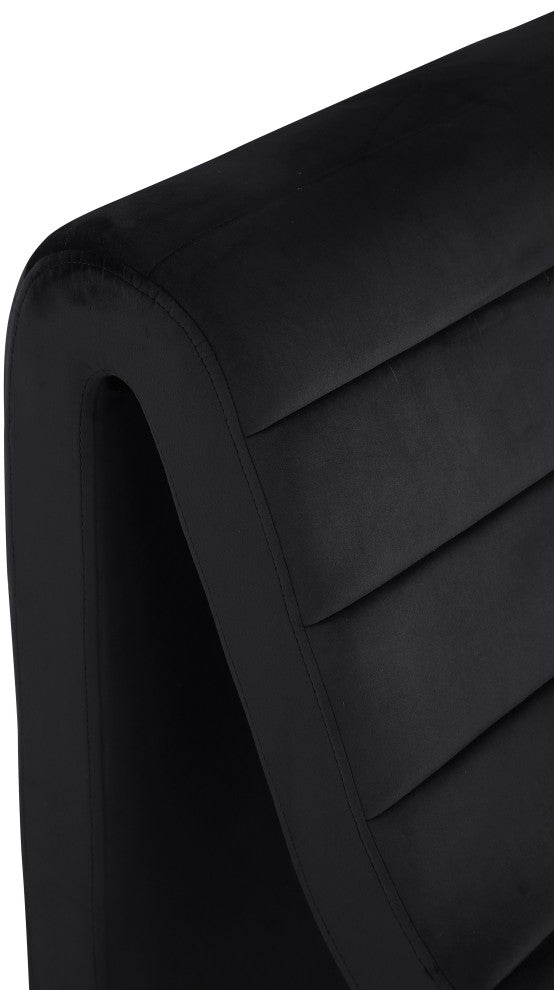 Ivy Upholstered Accent Chair, Black, Velvet