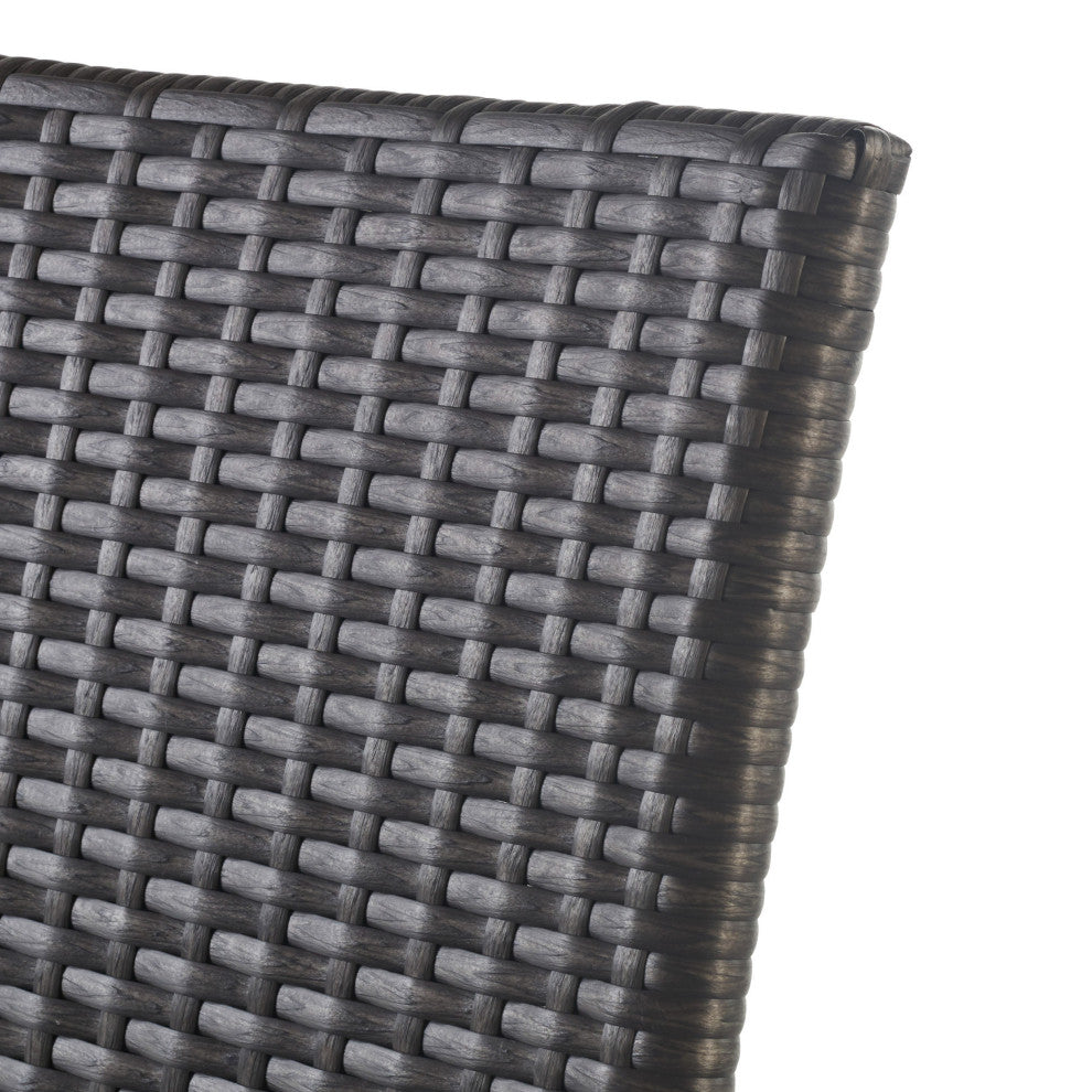 GDF Studio Stewart Outdoor Brown Wicker Bar Stool, Set of 4