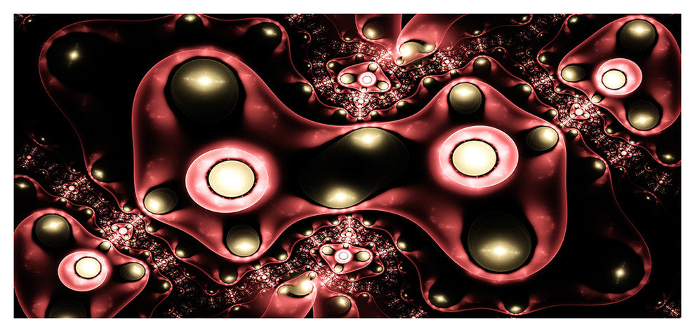 3D Surreal Brown Illustration, Large Floral Canvas Art Print, 60"x28"