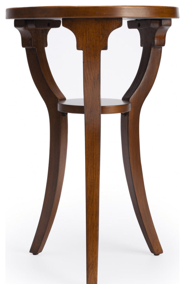 24" Brown And Olive Ash Manufactured Wood Round End Table With Shelf