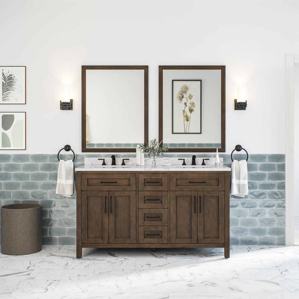 OVE Decors Tahoe Vanity With Mirror, Almond Latte, 60"