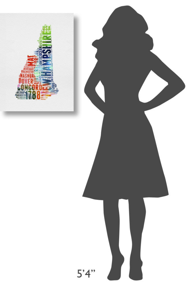 "New Hampshire Watercolor Word Cloud" Fine Art Print