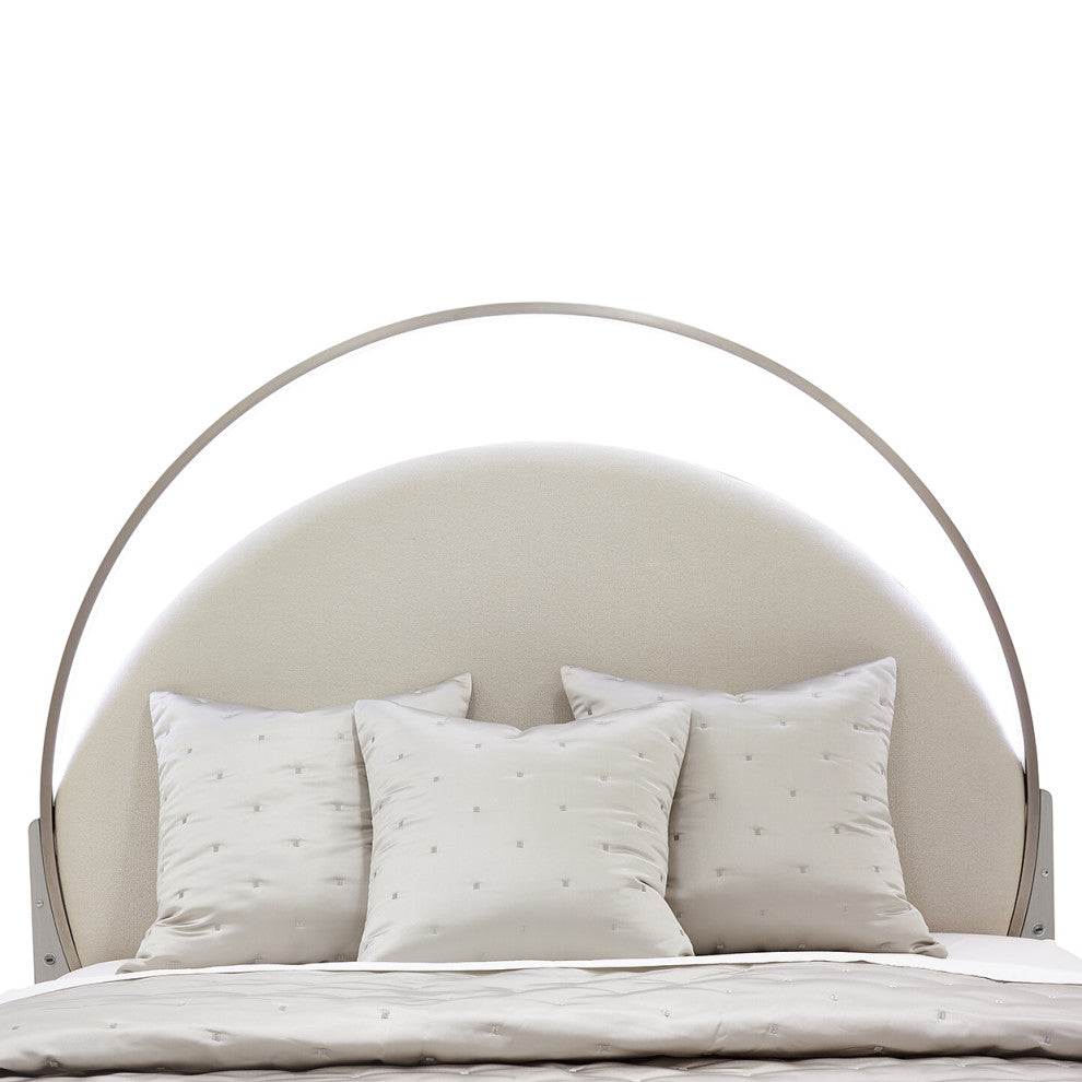 Eclipse Eastern King Upholstered Bed with LED Lights - Moonlight Gray