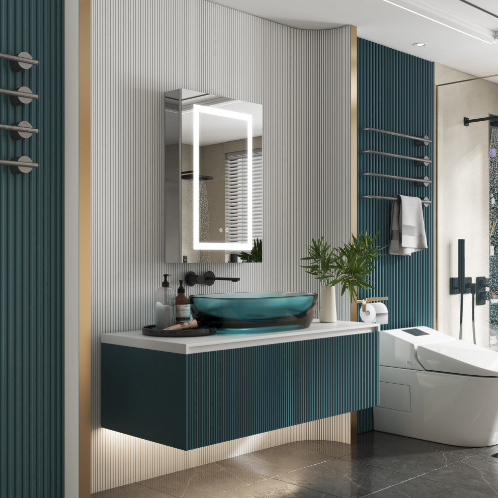 Recessed/Surface Mount LED Medicine Cabinet Mirror with Defogger, 20"x30" Right Hinge