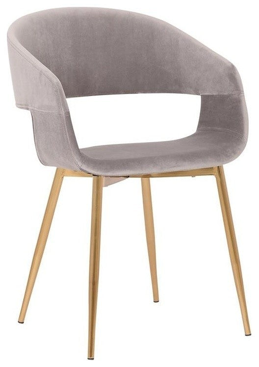 Jocelyn Mid-Century Dining Accent Chair, Gray With Gold Legs