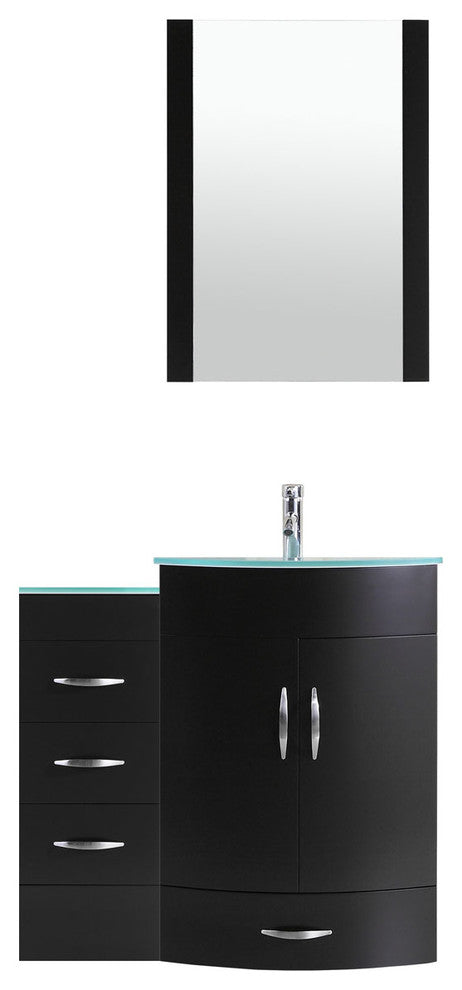 36" Black Vanity, 24" Single Sink Base, Single 12 Drawer Base, LV5-C1-36-B