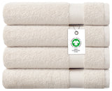 Delara 4-Piece 100% Organic Cotton Plush Bath Sheets, 36"x70", Ivory