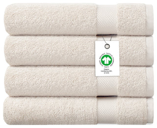 Delara 4-Piece 100% Organic Cotton Plush Bath Sheets, 36"x70", Ivory