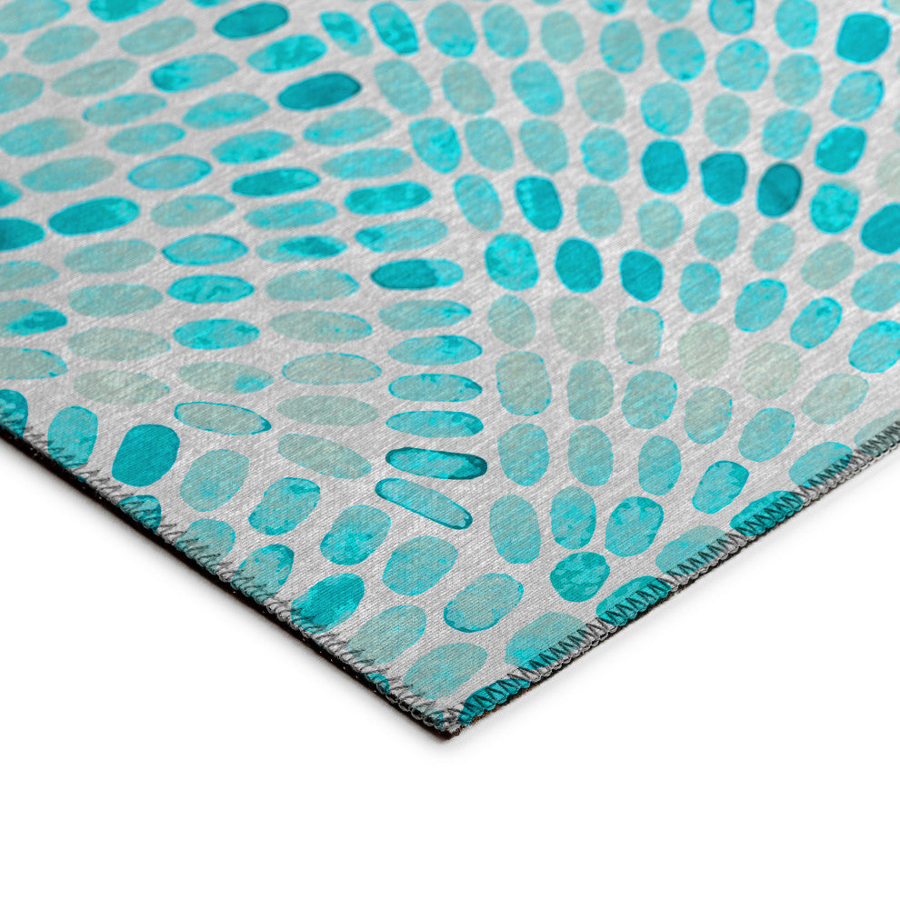 Indoor/Outdoor Seabreeze SZ7 Teal Machine Washable 8'x10' Rug