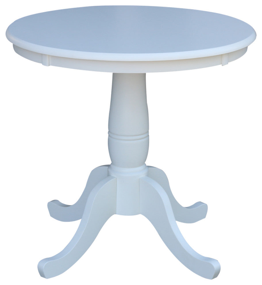 Round Top Pedestal Table, White, 30 Inch Round