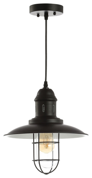 Deere 12" Adjustable Iron Cage Light LED Kitchen Pendant, Black by JONATHAN  Y