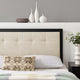 Draper Tufted Queen Fabric and Wood Headboard Black Beige