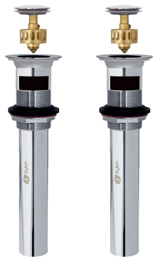 STYLISH Polished Chrome Pop-Up Bathroom Sink with Overflow Set of Two