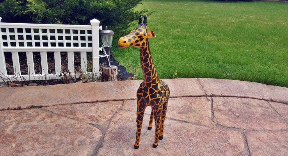 Handmade Paper Mache Giraffe Figurine, 20"