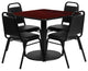 36" Square Black Laminate Table Set With 4 Black Trapezoidal Back Chairs