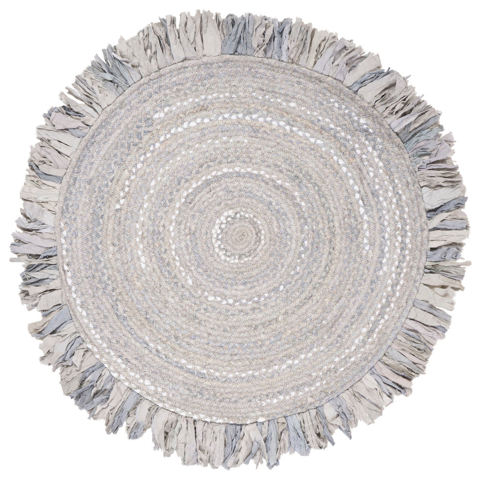 Safavieh Braided Collection BRD451 Rug, Light Grey, 4'' Round
