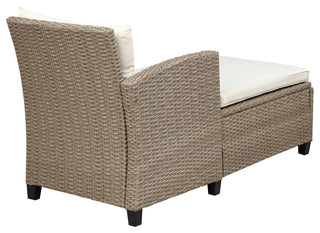 Gewnee Conversation Set Wicker Ratten Sectional Sofa, Beige