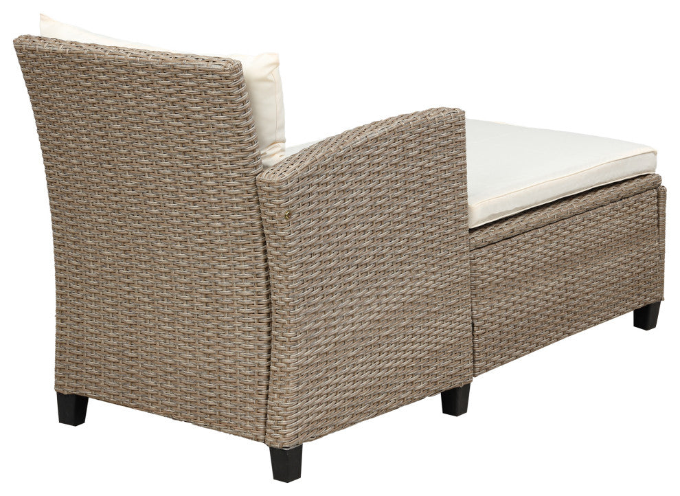Gewnee Conversation Set Wicker Ratten Sectional Sofa, Beige