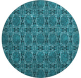 Premium Machine Washable Mayfield AMF564 Teal 8' x 8' Round Rug